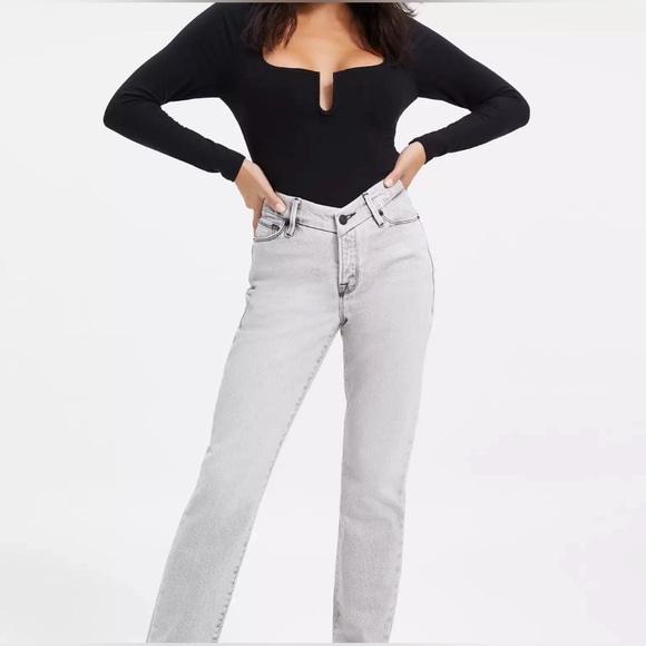 Good American Light Gray Straight Leg Jeans - Picture 1 of 8